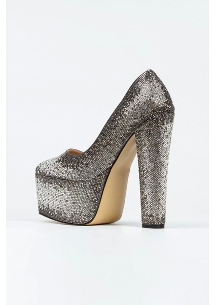 Kadın Moda Şık Sultan Çift Renktaşlı Klasik Sivri Kalın Topuklu Düğün Nişan Gece Abiye Ayakkabı fırsatları