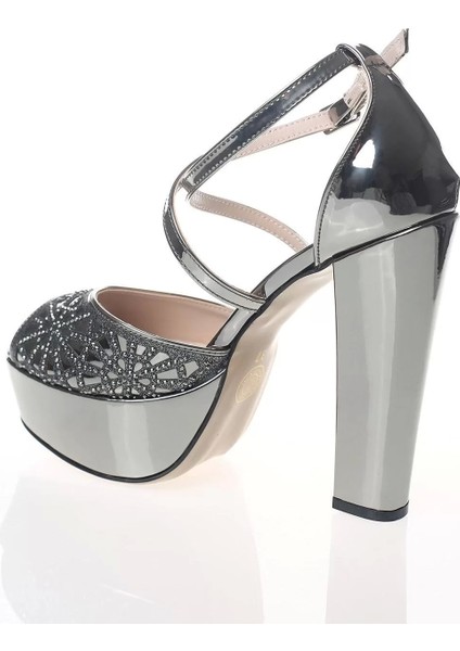 Kadın Moda Şık Gold Ayna Yüz Kristal Lazer Topuklu Düğün Nişan Gece Abiye Ayakkabı fırsatları