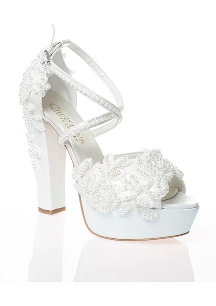 Kadın Moda Beyaz Sedef Inci Taş Işlemeli Gelin Ayakkabı Topuklu Düğün Nişan Gece Abiye Ayakkabı fiyatları