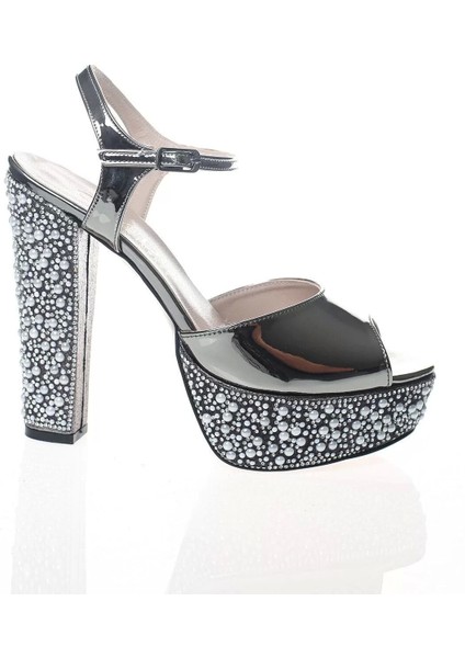 Kadın Moda Şık Altın Ayna Ökçe Poli Inci Topuklu Zarif Tasarım Düğün Nişan Gece Abiye Ayakkabı