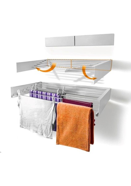 Duvara Monte Kurutmalık Dekoratif Pratik Çamaşırlık - Çamaşır Kurutma Askısı Beyaz - 70CM