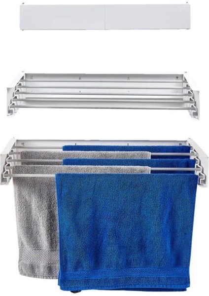 Duvara Monte Kurutmalık Dekoratif Pratik Çamaşırlık - Çamaşır Kurutma Askısı Beyaz - 70CM