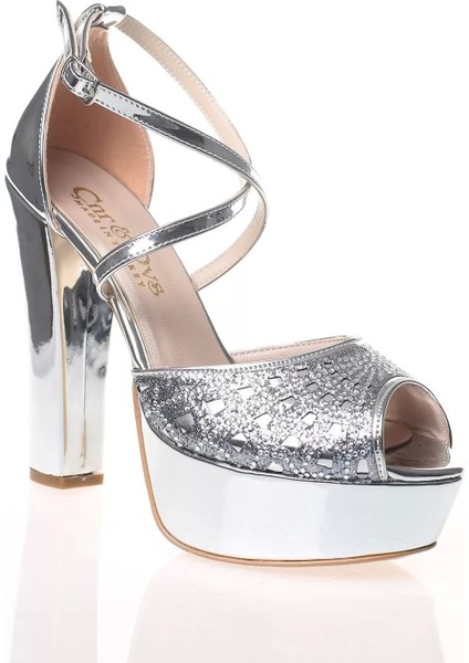 Kadın Moda Şık Gümüş Topuklu Zarif Tasarım Yüksek Topuk Düğün Nişan Gece Abiye Ayakkabı fiyatları