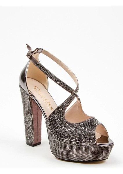 Kadın Moda Şık Gold Ayna Full Taş Yüksek Topuk Düğün Nişan Gece Abiye Ayakkabı fiyatları