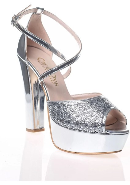 Kadın Moda Şık Gümüş Ayna Yüz Lazer Topuklu Zarif Tasarım Düğün Nişan Gece Abiye Ayakkabı fiyatları