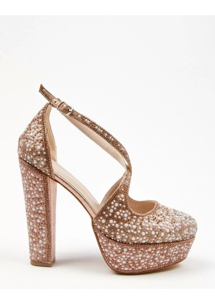 Kadın Moda Şık Gold Full Inci Zarif Tasarım Düğün Nişan Gece Abiye Ayakkabı fiyatları