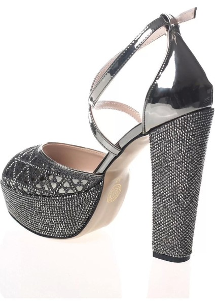 Kadın Moda Şık Gold Ayna Yüz Lazer Ökçe Poli Taş Topuklu Düğün Nişan Gece Abiye Ayakkabı fırsatları