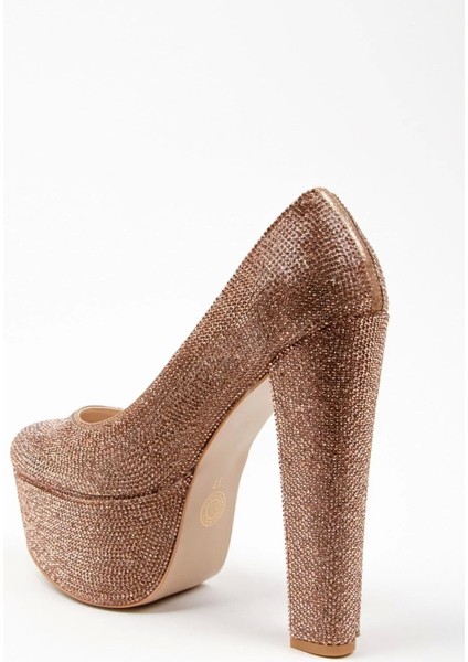 Kadın Moda Şık Gold Janjan Full Taş Düğün Nişan Gece Abiye Ayakkabı fırsatları
