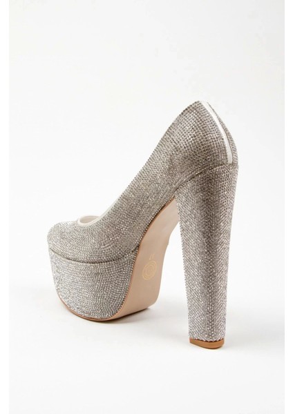 Kadın Moda Şık Gold Janjan Full Taş Düğün Nişan Gece Abiye Ayakkabı fırsatları