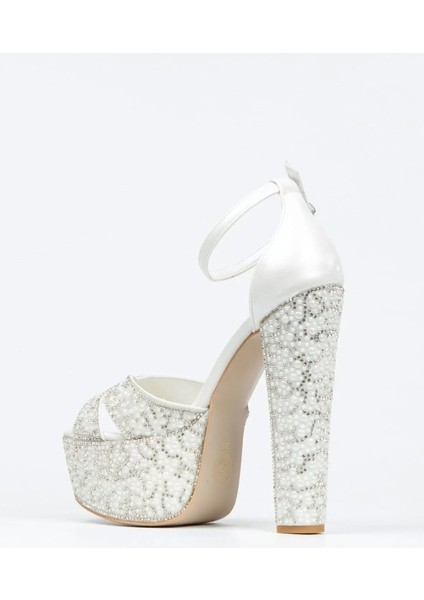 Kadın Moda Ayna Full Inci Taşlı Çapraz Klasik Topuklu Platformlu Düğün Nişan Gece Abiye Ayakkabı fırsatları