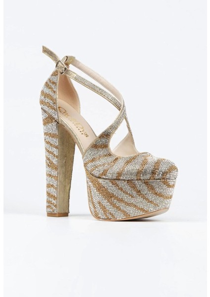 Kadın Sultan Çift Renk Taşlı Klasik Topuklu Platformlu Topuklu Düğün Nişan Gece Abiye Ayakkabı fiyatları