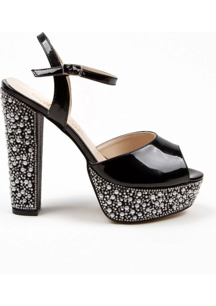 Kadın Moda Şık Rose Ayna Ökçe Poli Inci Düğün Nişan Gece Abiye Ayakkabı