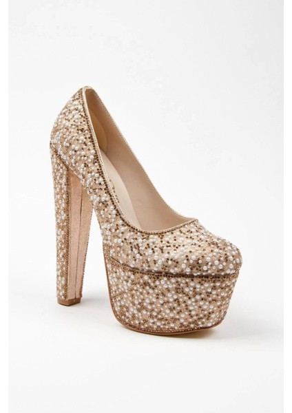 Kadın Moda Şık Gümüş Full Inci Zarif Tasarım Düğün Nişan Gece Abiye Ayakkabı fiyatları