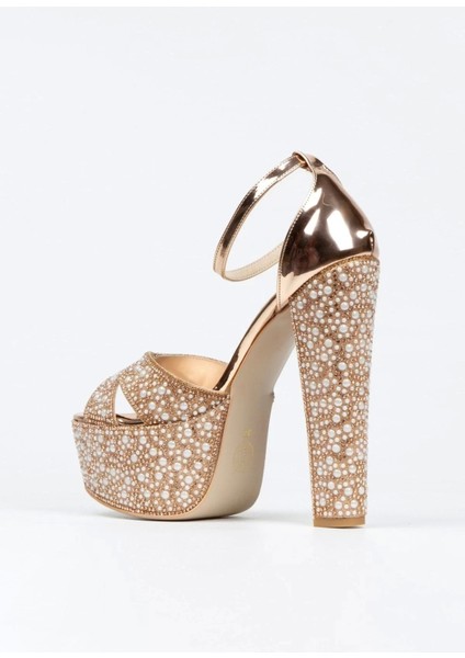 Kadın Moda Ayna Full Inci Taşlı Çapraz Klasik Topuklu Platformlu Düğün Nişan Gece Abiye Ayakkabı fırsatları
