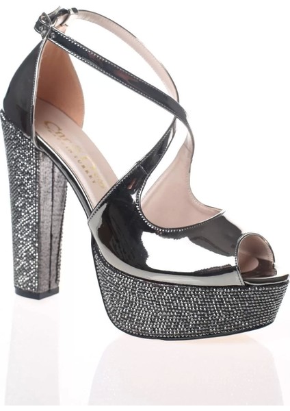 Kadın Moda Şık Gold Ayna Ökçe Poli Taş Topuklu Zarif Tasarım Düğün Nişan Gece Abiye Ayakkabı fiyatları