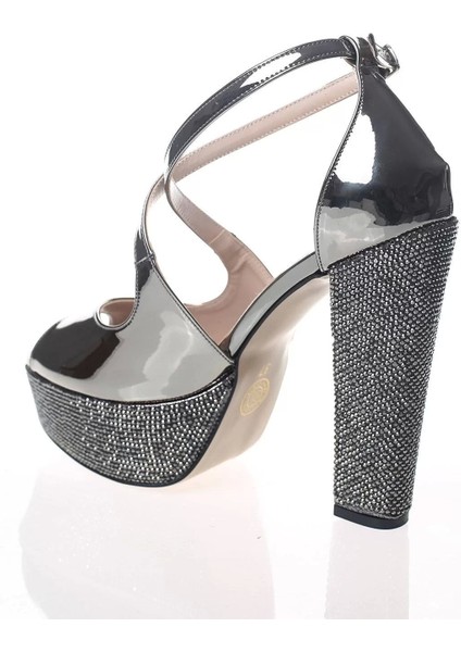 Kadın Moda Şık Gold Ayna Ökçe Poli Taş Topuklu Zarif Tasarım Düğün Nişan Gece Abiye Ayakkabı fırsatları