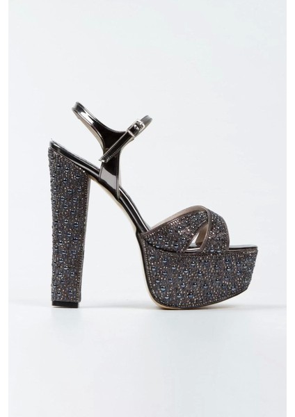 Kadın Moda Ayna Full Inci Taşlı Çapraz Klasik Topuklu Platformlu Düğün Nişan Gece Abiye Ayakkabı