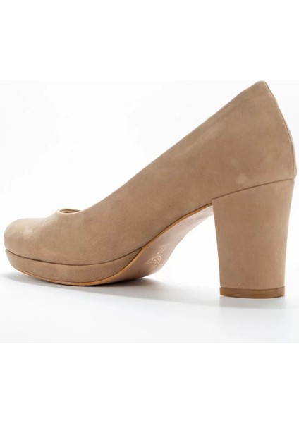 Kadın Moda Şık Vizon Süet Topuklu Ayakkabı Zarif Tasarım Düğün Nişan Gece Abiye Ayakkabı fırsatları