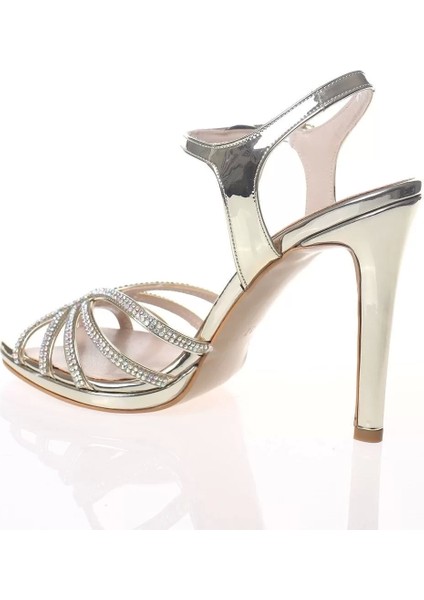 Kadın Moda Şık Gold Ayna Beş Taş Topuklu Zarif Tasarım Düğün Nişan Gece Abiye Ayakkabı fırsatları