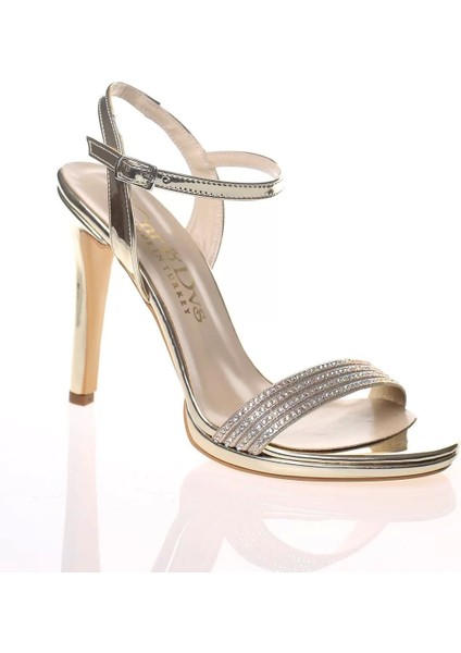 Kadın Moda Şık Gold Ayna Taşlı Tek Bant Topuklu Zarif Tasarım Düğün Nişan Gece Abiye Ayakkabı fiyatları