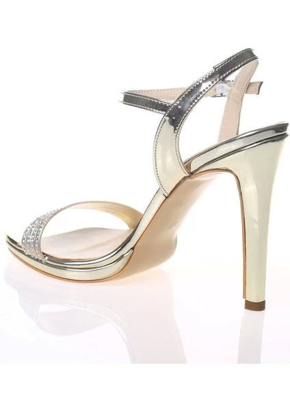 Kadın Moda Şık Gold Ayna Taşlı Tek Bant Topuklu Zarif Tasarım Düğün Nişan Gece Abiye Ayakkabı fırsatları