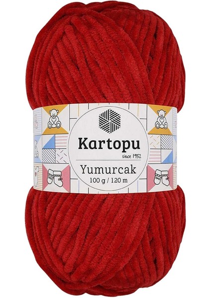 Yumurcak Kadife El Örgü İpi Kırmızı K126