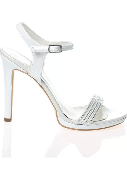 Kadın Moda Şık Gold Ayna Taşlı Tek Bant Topuklu Zarif Tasarım Düğün Nişan Gece Abiye Ayakkabı