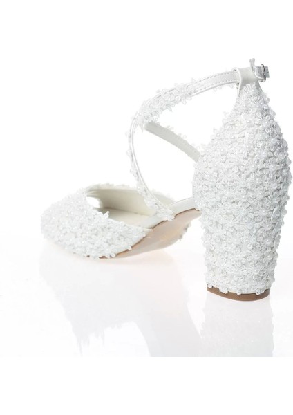 Kadın Moda Beyaz Sedef Inci Taş Işlemeli Gelin Ayakkabı Topuklu Düğün Nişan Gece Abiye Ayakkabı fırsatları