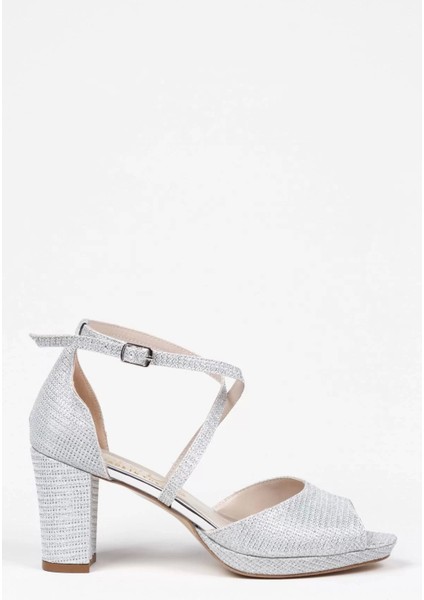 Kadın Moda Şık Gümüş Mercan Topuklu Zarif Tasarım Yüksek Topuk Düğün Nişan Gece Abiye Ayakkabı