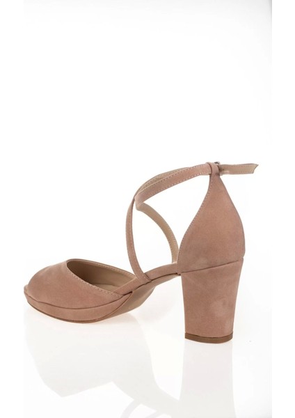 Kadın Moda Şık Pudra Süet Topuklu Klasik Ayakkabı Topuklu Düğün Nişan Gece Abiye Ayakkabı fırsatları