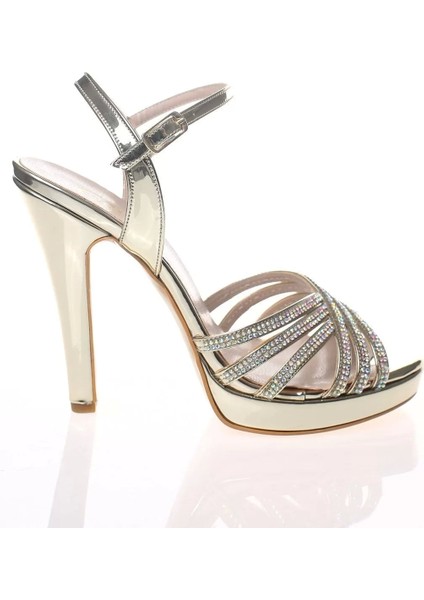 Kadın Moda Şık Gold Topuklu Zarif Tasarım Yüksek Topuk Düğün Nişan Gece Abiye Ayakkabı