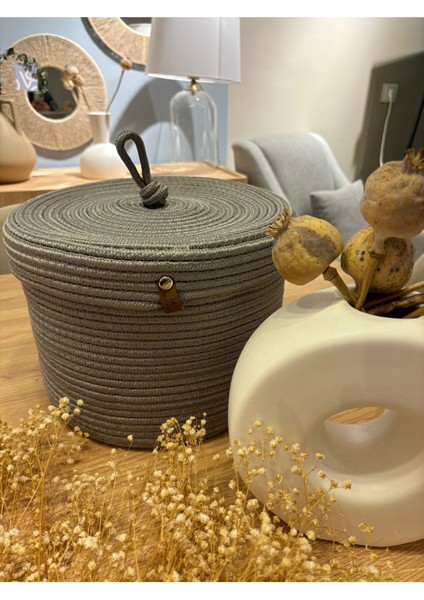 Çok Amaçlı Kapaklı Düzenleyici Sepet ve Saksılık, 26-20 cm, Gri, Jüt, 1 Parça fiyatları