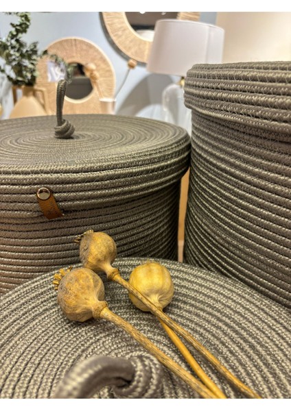 Çok Amaçlı Kapaklı Düzenleyici Sepet ve Saksılık, 26-20 cm, Gri, Jüt, 1 Parça modelleri