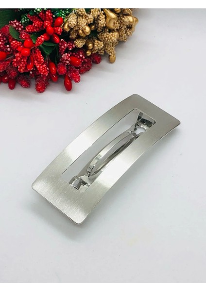 Gold ve Gümüş Metal Şık Dikdörtgen Otomatik Toka 8 cm Kadın Toka Saç Tokası