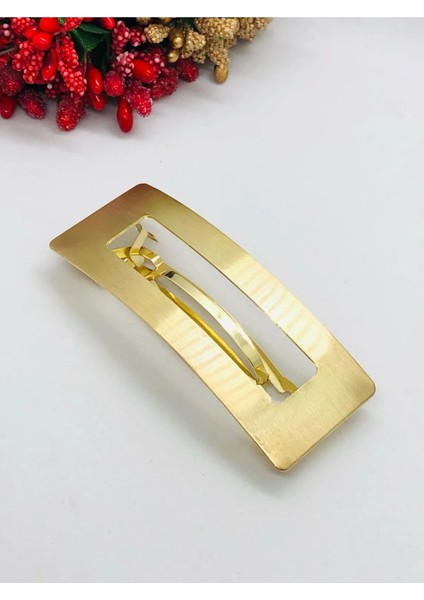 Gold ve Gümüş Metal Şık Dikdörtgen Otomatik Toka 8 cm Kadın Toka Saç Tokası modelleri