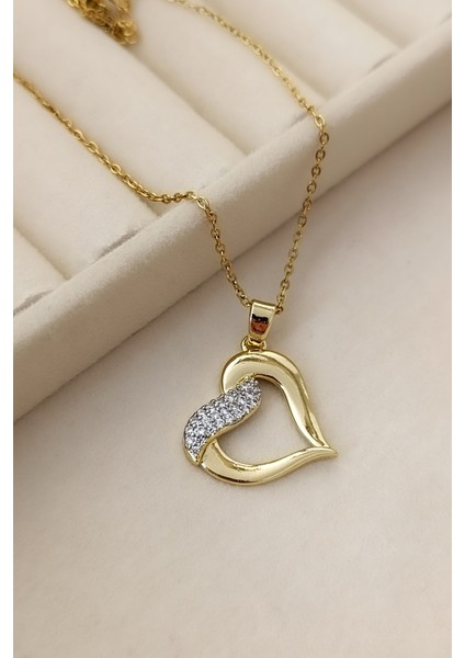 Kolye Gold Kalp Figür Çelik Kolye modelleri
