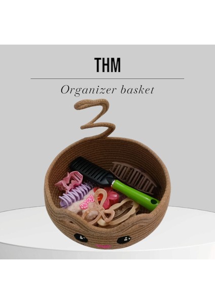 Kahverengi Çok Amaçlı Organizer, Kedi ve Oyuncak Sepeti, Makyaj ve Kırtasiye için