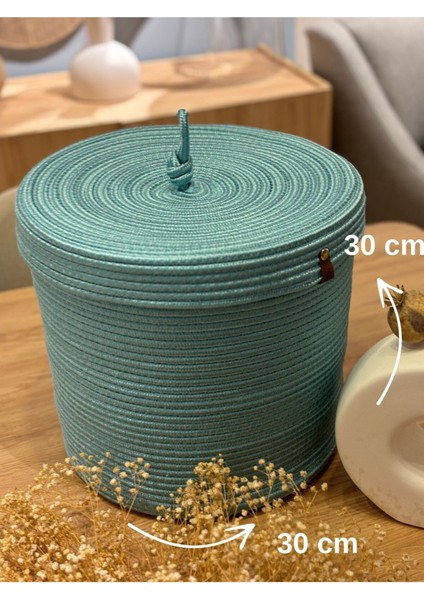 Şık Çok Amaçlı Kapaklı Düzenleyici Sepet 30x30 Mavi