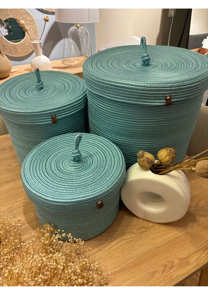 Şık Çok Amaçlı Kapaklı Düzenleyici Sepet 30x30 Mavi fırsatları