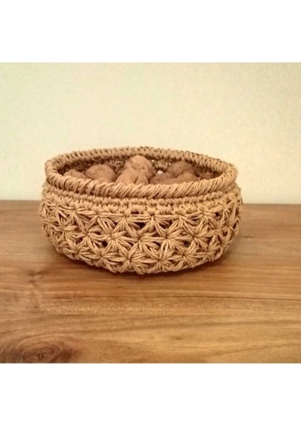 Şık kahverengi çok amaçlı hasır sepet, ekmek, meyve ve cevizlik kullanımına uygun indirimleri