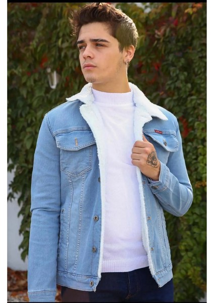 Erkek Içi Kürklü Slim Fit Kot Ceket modelleri