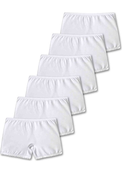 %95 Pamuklu Likralı Penye Kız Çocuk Boxer Külot Iç Çamaşır 6lı Set
