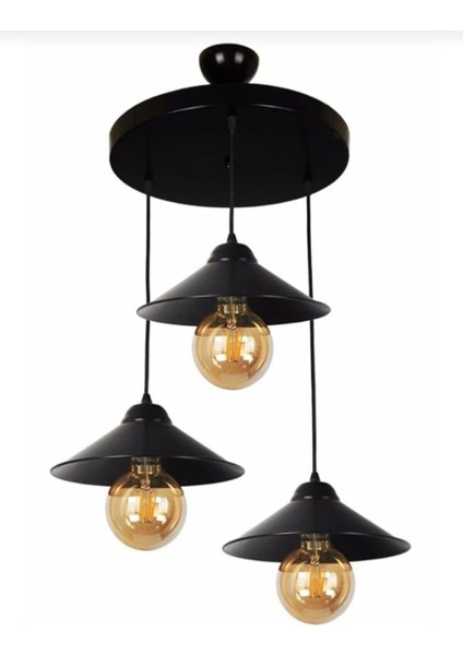 Modern Siyah Tavana Monte Avize - 3 Ampül - 30x46 cm fiyatları