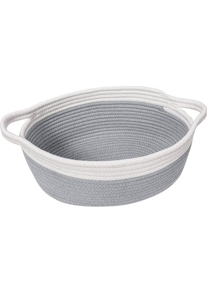 Oval jüt düzenleyici sepet, 30x12cm, gri beyaz, şık ve doğal dekoratif çözüm