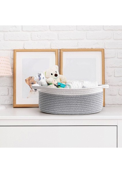 Oval jüt düzenleyici sepet, 30x12cm, gri beyaz, şık ve doğal dekoratif çözüm fırsatları