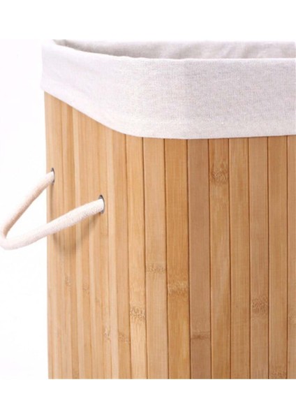 El Yapımı Bambu Kapaklı Çamaşır Sepeti 35x35x60cm Bej Doğal ve Şık Tasarım indirimleri