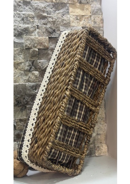 Arin Homteks Den Çok Amaçlı Düzenleyici Hasır Sepet Kare Ölçüler G:11 cm U:26 cm D: 7cm