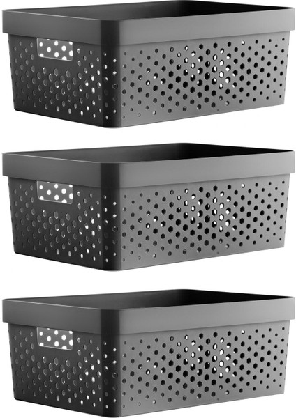 3'lü 11LT Çok Amaçlı Penta Köşeli Düzenleyici Sepet, Antrasit Gri fiyatları