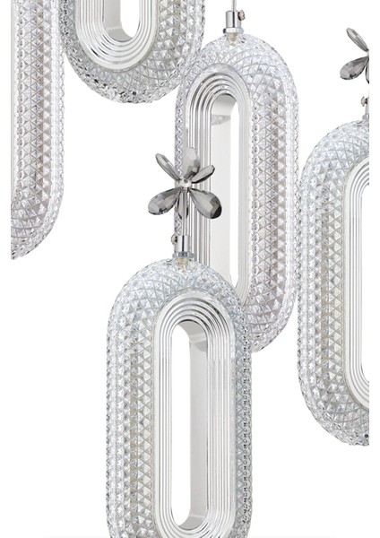 Sarı Kristal Taşlı Modern Led Avize 5'li Kumandalı Led Alfa modelleri