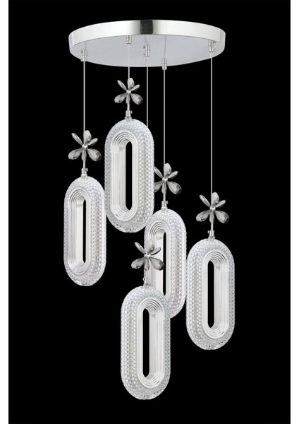 Sarı Kristal Taşlı Modern Led Avize 5'li Kumandalı Led Alfa indirimleri